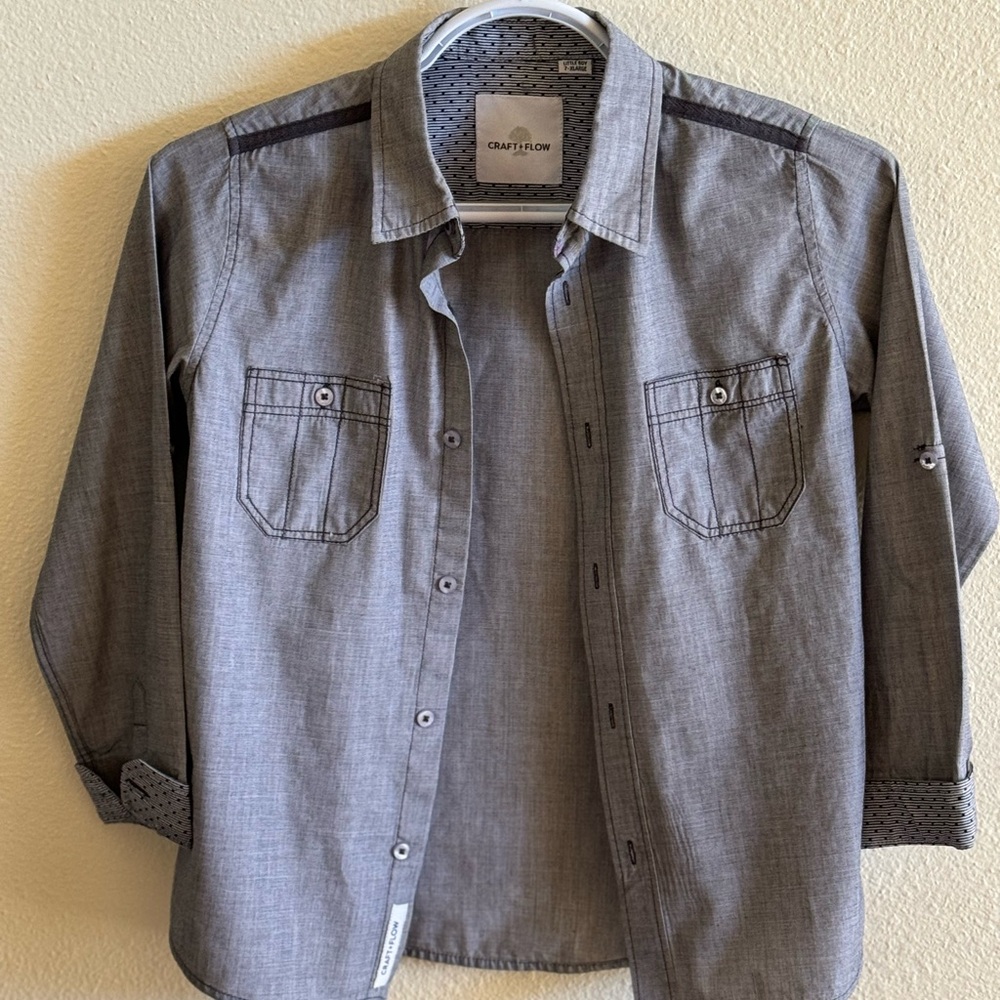 Craft & Flow button down shirt. Perfect for special occasions! Youth 7XL.